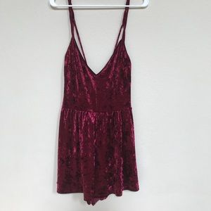 Fragile V-neck, Crisscross Back Velvet Romper